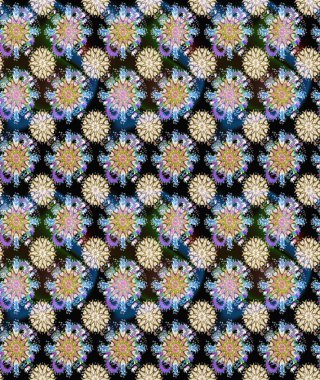 Tarafsız ve siyah renklere karalamalar çizen kusursuz çiçek deseni. Raster illüstrasyonu.