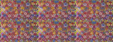 Halk tarzı. Modern çiçek arkaplanı. Moda baskıları için zarif bir şablon. Renkli çiçekler ve yapraklarla renksiz çiçek deseni inanılmaz..