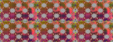 Kahverengi ve gri renkli şirin çiçek desenleri. Raster Modaya uygun kumaş deseni. Renkli Bahar Temalı Kusursuz Arkaplan. Düz Çiçek Elementleri Tasarımı.