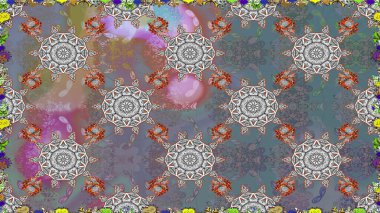 Karalama çiçekleri kusursuz desen. Sanat ilham verici ve nötr tarzda çiçekler ve arkasında iz bırakır. Raster deseni. Gri ve nötr el çizimi desen.