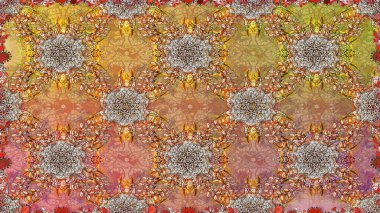 Duvar kağıdı, web sitesi arka planı, ambalaj kağıdı, davetiye, broşür, afiş veya web sitesi için kusursuz çiçek deseni kullanılabilir. Parlak elementlerin. El çizimi Raster illüstrasyonu.