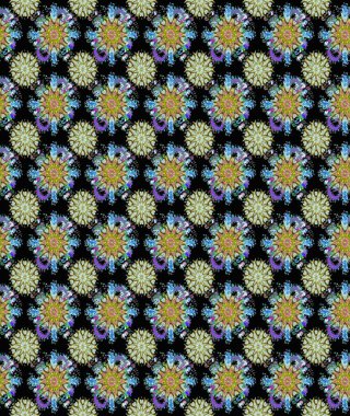 Çiçek ve yapraklı karalama şeklinde Raster çiçek deseni. Raster illüstrasyonu. Yumuşak, bahar çiçekleri siyah ve nötr renklerde.