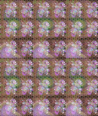 Raster çiçek desenleri çiziyor. Vadinin çiçekleri kahverengi renklerde.