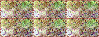 Raster - stok. Yapraklı çiçekler ve doğal ve bej renklerde papatya çiçekleri. Kusursuz arkaplan deseni.