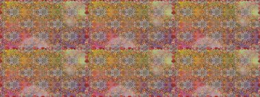 Çiçekli karalama şeklinde Raster çiçek deseni. Raster illüstrasyonu. Kahverengi ve bej renklerde bahar çiçekleri.