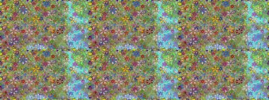 Kusursuz çiçek deseni. Yeşil ve nötr renklerde çiçekler. Raster illüstrasyonu. Raster illüstrasyonu. Asya tekstil tarzında.