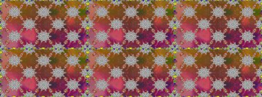 Kahverengi ve gri renkte güzel çiçekler, suluboya desenli, duvar kağıdı, kart ya da kumaş için fayanslı desenler. Raster..