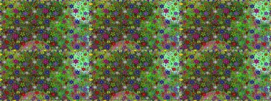 Yeşil ve kahverengi renkte zarif çiçekli suluboya. Renkli Bahar Temalı Kusursuz Arkaplan. Düz Çiçek Elementleri Tasarımı. Raster illüstrasyonu.