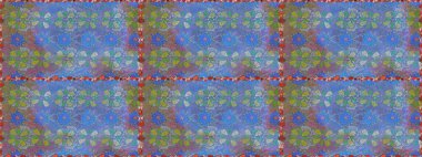 Küçük çiçekli kusursuz yay deseni. Suluboya tarzında mavi renkte. Raster illüstrasyonu.