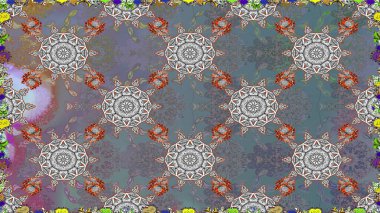 Raster stili kumaş deseni. Çiçekler suluboya desensiz.