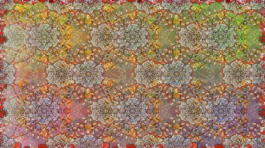 Düz Çiçek Elementleri Tasarımı. Renkli Bahar Temalı Kusursuz Arkaplan. Kusursuz bir mahsul. Raster Şirin kumaş deseni.