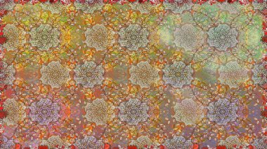 Çiçekli karalama şeklinde Raster çiçek deseni. Kahverengi ve nötr renklerde çiçekler. Nazik, sevimli çiçek arkaplanı..