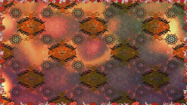 Nazik, sevimli çiçek arkaplanı. Çiçekli karalama şeklinde Raster çiçek deseni. Kahverengi ve turuncu renkte çiçekler.