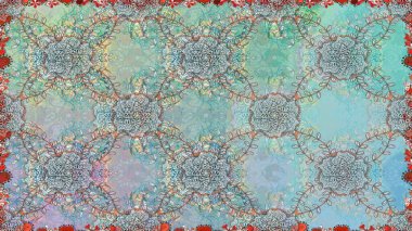 Çiçekli kusursuz retro desen. Mavi ve nötr renklerde çiçekler. Düz Çiçek Elementleri Tasarımı. Renkli Yaz Temalı Kusursuz Arkaplan.