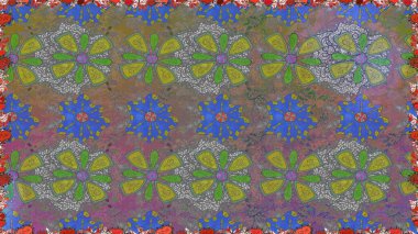 Millefleur 'lar. Küçük gri ve yeşil renkte güzel bir besin torbası deseni, çiçekler. Tekstil, kumaş, kapaklar, duvar kağıtları, baskı, naylon, yapıştırma, örgü, dekupaj için çiçeksiz arkaplan.