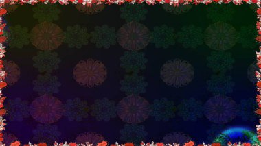 Halk tarzı. Modern çiçek arkaplanı. Parlak renkli çiçekleri ve gri ve siyah renkte yaprakları olan kusursuz çiçek desenleri. Moda baskıları için zarif bir şablon.