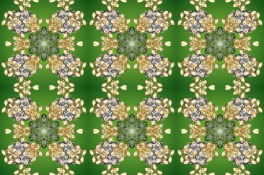 El yapımı dekoratif çerçeve, albüm kapağı, tebrik kartı, klasik Art deco tarzı. Tarafsız, yeşil ve bej renklerde, altın karalama fantezi yapraklarından Raster soyut çelengi ve çiçek.