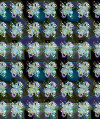 Yumuşak, yeşil renkli bahar çiçekleri. Raster illüstrasyonu. Raster çiçek desenli ve çiçekli..