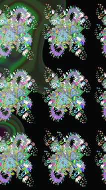 Renkli Bahar Teması eskiz kalıbı. Düz Çiçek Elementleri Tasarımı. Güzel çiçek deseni. Siyah renkte çiçekler.