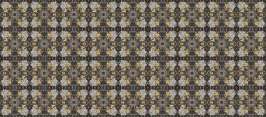 Raster illüstrasyonu. Gri, kahverengi ve bej renklerde altın elementlerle klasik, pürüzsüz desen.