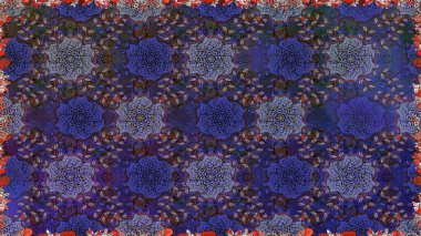 Çiçek deseni. Raster illüstrasyonu. Kusursuz Chichi kumaş deseni. Renkli Bahar Temalı Kusursuz Arkaplan. Düz Çiçek Elementleri Tasarımı.