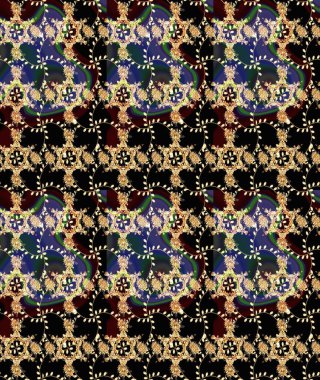 Raster - stok. Siyah ve kahverengi çiçekli kusursuz desen, suluboya çiçek deseni, sevimli çiçek, duvar kağıdı, kart veya kumaş için fayanslı.