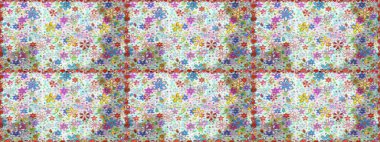 Tarafsız ve mavi renklerde etnik çiçeklerle kusursuz bir desen. Raster Çiçek İllüstrasyon Şirin Tekstil.