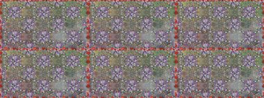 Çiçeksel fantezi tasarımı, parlak bir arka planda, kusursuz bir desen. Renkli Bahar Temalı Kusursuz Arkaplan. Düz Çiçek Elementleri Tasarımı.