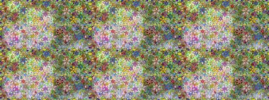 Suluboya, elle çizilmiş. Raster illüstrasyonu. Tarafsız renklerde yaprakları olan yabani çiçekler. Kusursuz arkaplan deseni.