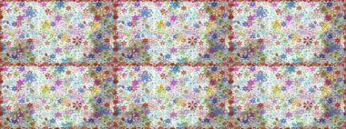 Tarafsız ve mavi renklerde etnik çiçeklerle kusursuz bir desen. Raster Çiçek İllüstrasyon Şirin Tekstil.