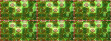 Raster düz çiçekleri pürüzsüz desen. Yeşil renkli çiçekler. Tasarım hediye paketi, tebrik kartları, posterler ve afiş tasarımı.