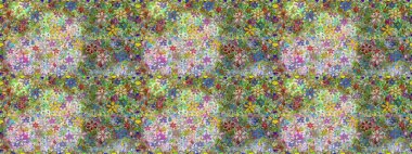 Suluboya, elle çizilmiş. Raster illüstrasyonu. Tarafsız renklerde yaprakları olan yabani çiçekler. Kusursuz arkaplan deseni.