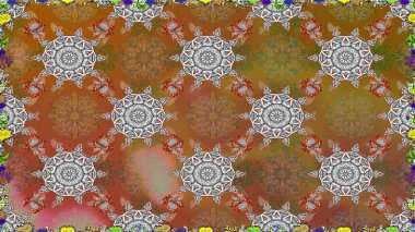 Raster illüstrasyonunda kusursuz çiçek deseni. Kahverengi ve gri renkte çiçekler.