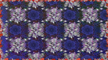 Çiçeğin suluboya çizimlerinin mükemmel deseni. Raster illüstrasyonu. Suluboya kusursuz desen. Moda baskısı. Dekorasyon ve tasarım için güzel bir desen. Eski.