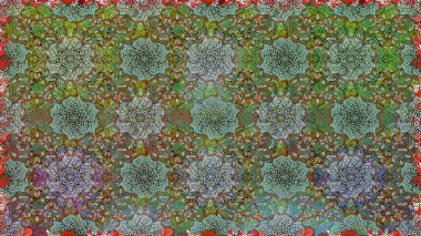 Çiçek ve yapraklı çiçek deseni. Küçük çiçekli şirin bir desen. Raster illüstrasyonu.