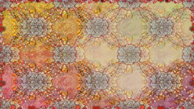 Sevimli çiçek raster deseni. Düz Çiçek Elementleri Tasarımı. Bej ve kahverengi renkli çiçekler. Renkli Yaz Temalı Kusursuz Arkaplan.