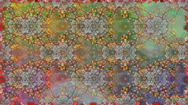 Çocuk stili. Renkli Bahar Temalı Kusursuz Arkaplan. Düz Çiçek Elementleri Tasarımı. Çiçekli pürüzsüz raster arka plan.