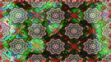 El çizimi, soyut ve süslü elementler. Klasik çiçekler. Yaz çiçekleri teması. Yeşil ve gri renkler. Suluboya resim taklit Raster illüstrasyonu.