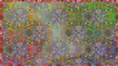 Raster illüstrasyonu. Gri ve nötr renklerde yaz çiçekleri. Raster çiçek desenli ve çiçekli..