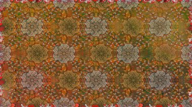 Kahverengi ve bej renkli çiçekler. Raster illüstrasyonunda kusursuz çiçek deseni.