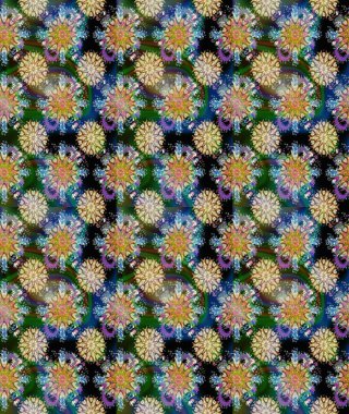 Güzel kumaş deseni. Renkli Yaz Temalı Kusursuz Arkaplan. Raster Illustrasyon 'da moda olmayan çiçek deseni. Düz Çiçek Elementleri Tasarımı.