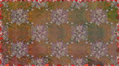 Modern, kahverengi ve bej renkli duvar kâğıdı resimli klasik çizgili, desenli desenli çiçekler, çiçekli süsler. Çiçekli el, pürüzsüz desen..