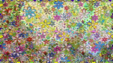 Tarafsız ve yeşil renklerde çiçekler. Raster illüstrasyonunda kusursuz çiçek deseni.