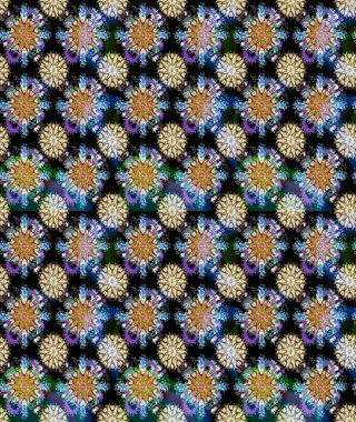 Raster - stok. Kusursuz bir arka plan modeli. Suluboya, elle çizilmiş. Vadinin çiçekleri siyah ve mavi renklerde.