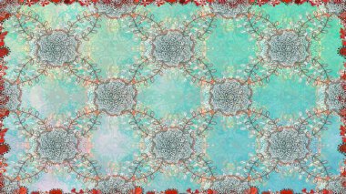 Çiçek deseni. Kusursuz Chichi kumaş deseni. Raster illüstrasyonu. Renkli Bahar Temalı Kusursuz Arkaplan. Düz Çiçek Elementleri Tasarımı.