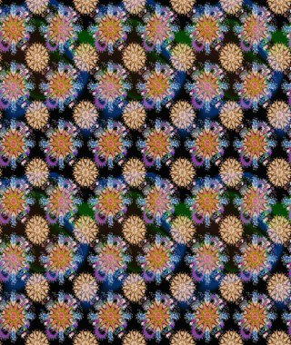 Siyah ve mavi renkte çiçekler. Çiçekli karalama şeklinde Raster çiçek deseni. Yumuşak, bahar çiçekli arka plan.