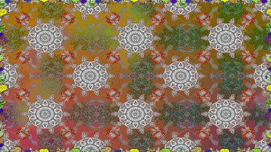 Raster illüstrasyonunda kusursuz çiçek deseni. Süslü kumaş deseni. Düz Çiçek Elementleri Tasarımı. Renkli Bahar Teması Kusursuz Arkaplan.