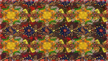 Kahverengi ve sarı renkli çiçekler. Düz Çiçek Elementleri Tasarımı. Renkli Yaz Temalı Kusursuz Arkaplan. Çiçekli pürüzsüz retro desen.