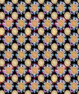 Raster. Siyah ve bej renkli güzel çiçeklerle kusursuz desen, suluboya çiçek deseni, duvar kağıdı, kart veya kumaş için fayanslı.