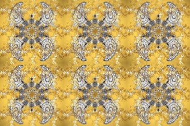 Kış kar dokusu duvar kağıdı. Noel altın kar tanesi kusursuz desen. Sembol bayramı, yeni yıl kutlamaları, altın desenler. Sarı, bej ve gri renklerde altın kar taneleri.